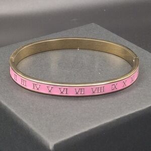 Pink Roman Numeral Enamel Bangle Bracelet